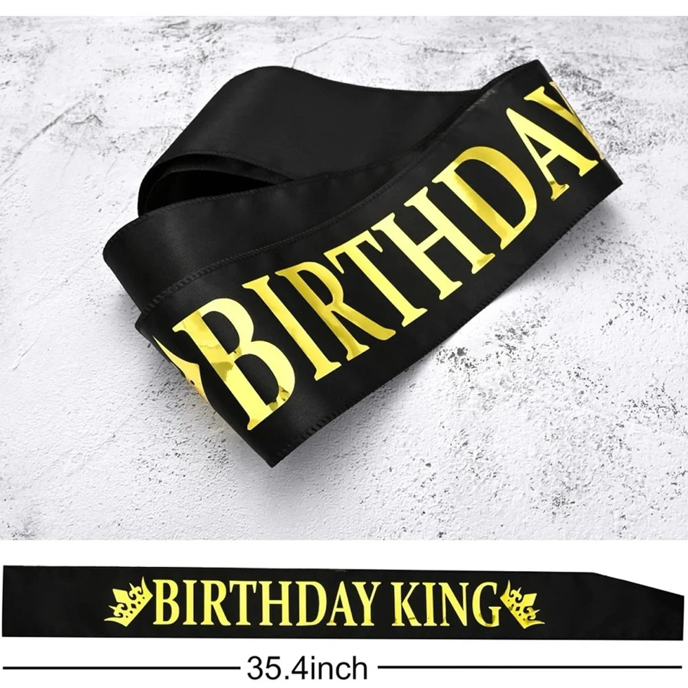 Gold and Black Party Crown with Sash